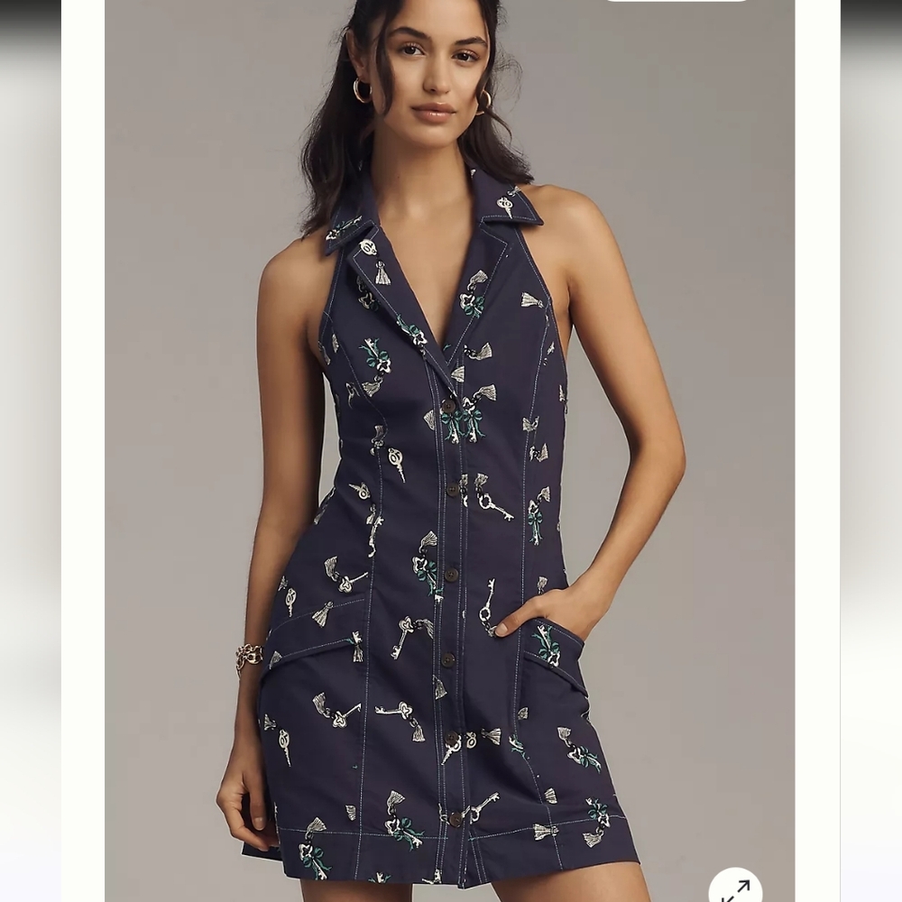 NWT Maeve Anthropologie The Amelia Collared Mini Dress (L)